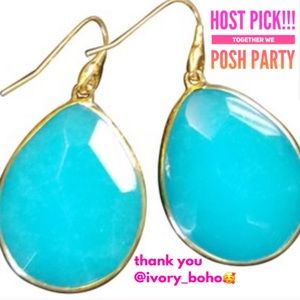 Stella & Dot | SuperWomanBlue+Gold Serenity Stone Earrings Retired RARES